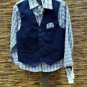 Nautica Toddler and Little Boys 2-Pc. Twill Machine Washable Vest Set - Flag Blu